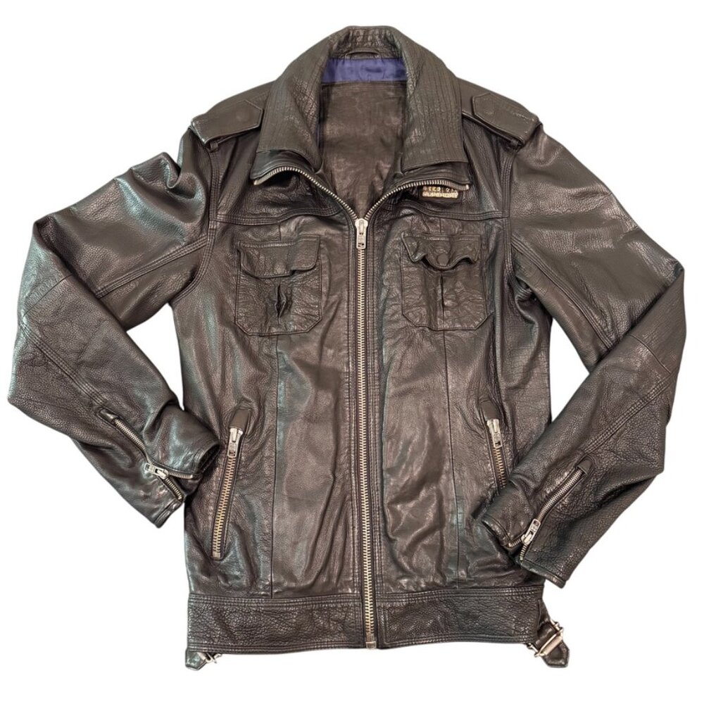 Superdry Japan Men’s leather multipocket Jacket Size 2XL (M/L)